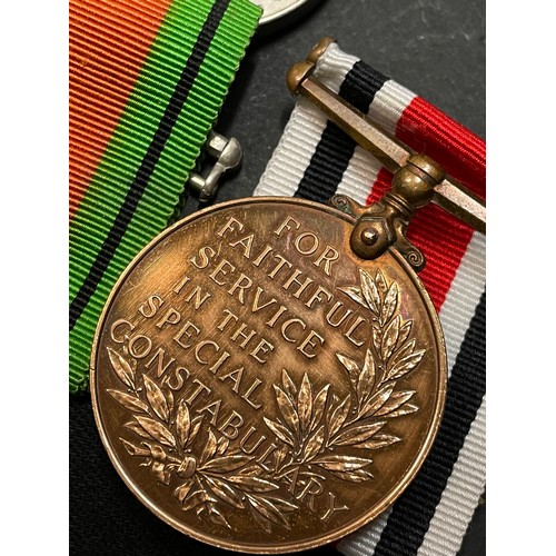 621 - GEORGE V MEDAL FAITHFUL SERVICE IN SPECIAL CONSTABULARY TO HUGH MACLACHLAN AND WWII DEFENCE MEDAL