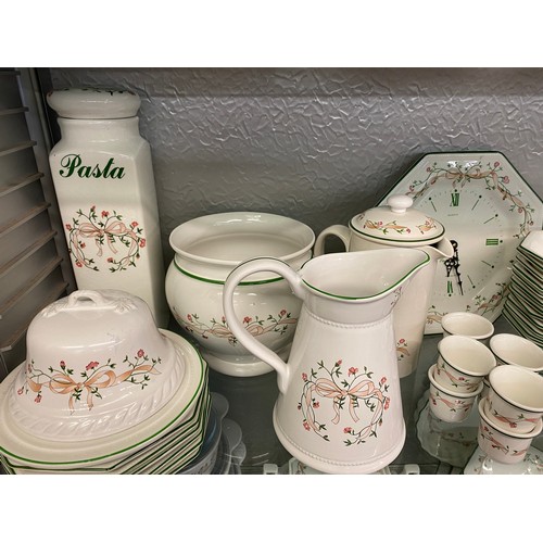 461 - EXTENSIVE THREE SHELVES OF ETERNAL BEAU PATTERNED TABLE WARES INC. TUREENS, GRAVY BOAT, GRADUATED SE... 