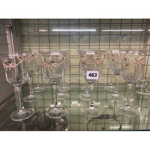 463 - SHELF OF ETERNAL BEAU GLASSWARE INC. 12 X WINES, 6 X HIGH BALL TUMBLERS AND 6X TUMBLERS