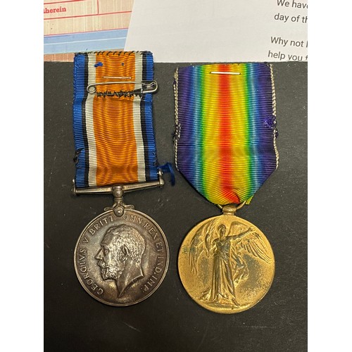 610 - WWI MEDAL DUO TO 2208 PTE S. WINFIELD D OF CORN L.I AND EPHEMERA