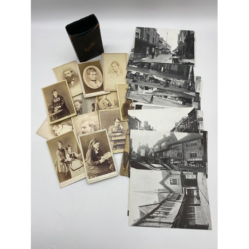 647 - EARLY SEPIA PORTRAIT PHOTOGRAPHS AND FACSIMILE COVENTRY LANDMARK POSTCARDS