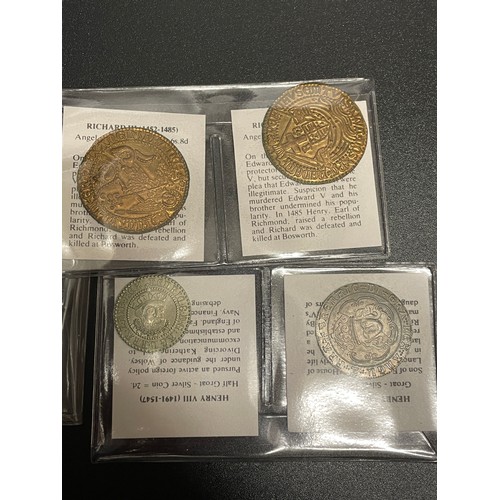 657A - SIX REPLICA EARLY ENGLISH COINS, FROM WILLIAM I PENNY THROUGH TO HENRY VIII HALF GROAT, ALONG WITH A... 