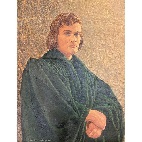 712 - SAMUEL E WHARTON A.I.A.L OILS ON CANVAS PORTRAIT OF JON ROLLASON AS MARTIN LUTHER IN PRODUCTION AT B... 