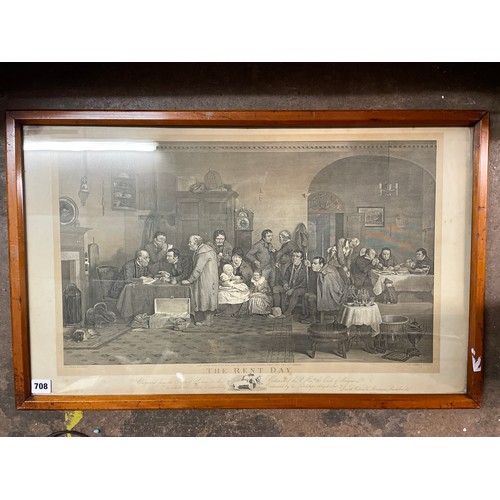 708 - ANTIQUARIAN ENGRAVING ENTITLED THE RED DAY AFTER DAVID WILKIE FRAMED AND GLAZED 64CM X 41CM APPROX