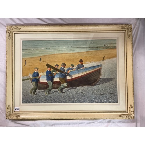 715 - SAMUEL E WHARTON A.I.A.L WATER COLOUR ON PAPER ENTITLED TO SAFETY FROM HIGH TIDE - FRAMED AND GLAZED... 