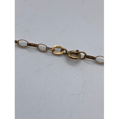 673 - 9CT GOLD INGOT PENDANT ON A BELCHER LINK CHAIN 8G APPROX