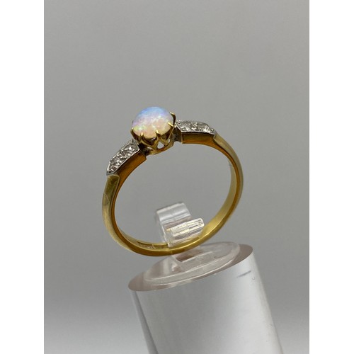 668 - 18CT PLAT PEARL AND CHIP RING 3.4G APPROX SIZE P