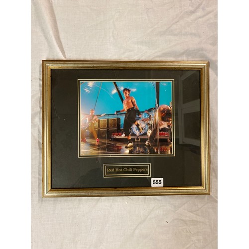 555 - PHOTO PRINT RED HOT CHILLI PEPPERS ON STAGE FRAMED AND GLAZED