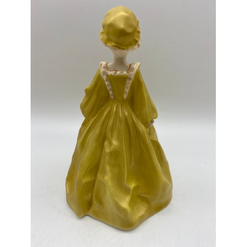 688 - ROYAL WORCESTER FIGURES GRANDMOTHERS DRESS AND THE PARAKEET BY F.G DOUGHTY WING REGLUED