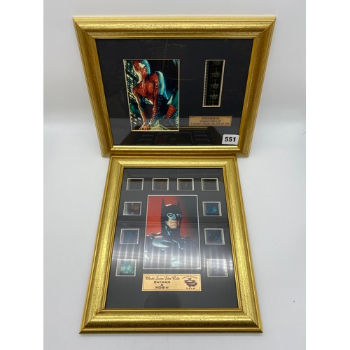 551 - LIMITED EDITION ORIGINAL FILM CELL 59/200 BATMAN AND ROBIN, AND NUMBER 109/200 FILM CELL SPIDERMAN