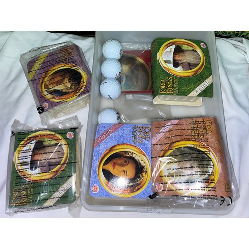 550A - THREE LORD OF THE RINGS FELLOWSHIP OF THE RING FIGURES WITH CARDS (SEALED), TWO OTHERS, ISSUED BY BU... 