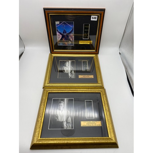 549 - TWO LIMITED EDITION 82 AND 149 OF 200 FILM CELLS FROM STAR WARS EPISODE II ATTACK OF THE CLONES, AND... 