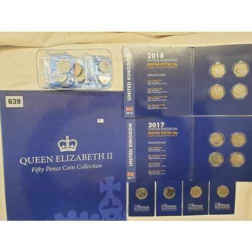 639 - SELECTION OF QUEEN ELIZABETH II VARIOUS 50 PENCE PIECES -PADDINGTON, BENJAMIN BUNNY, DIVERSITY, ETC