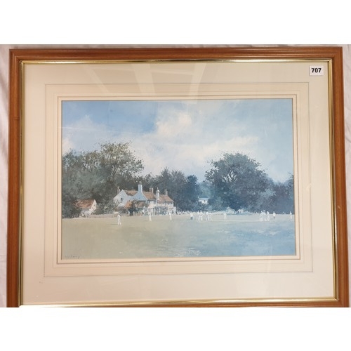 707 - LIMITED EDITION PRINT BY ROY PERRY ENTITLED SUNDAY AFTERNOON VILLAGE CRICKET MATCH