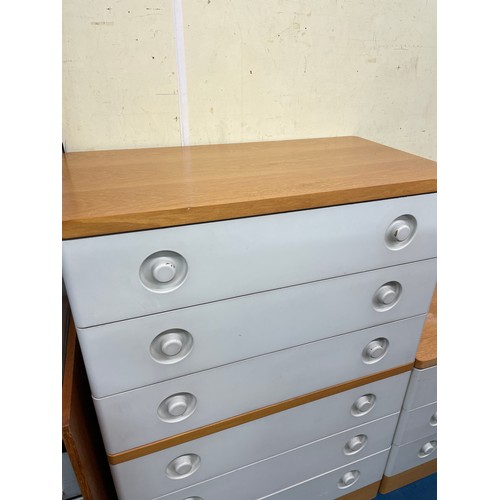 19 - 1970S STAG OAK AND GREY SIX DRAWER CHEST