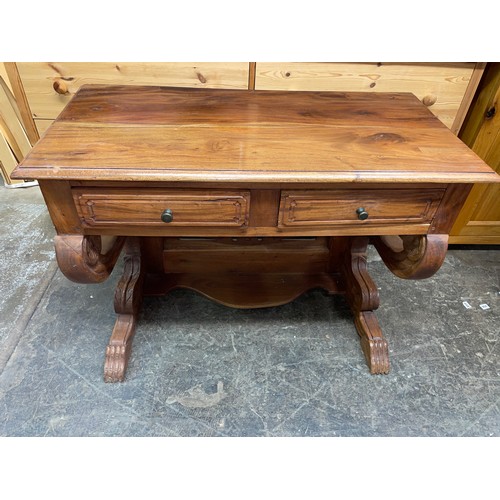 42 - EASTERN INSPIRED CONSOLE TABLE WITH SCROLLED LEGS