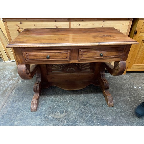 42 - EASTERN INSPIRED CONSOLE TABLE WITH SCROLLED LEGS