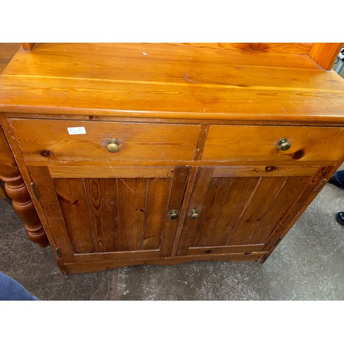 76 - PINE KITCHEN DRESSER WITH PLATE RACK