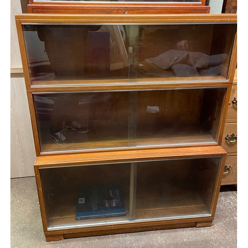 123 - MINTY OF OXFORD THREE SECTION OFFICE BOOKCASE WITH SLIDING DOORS