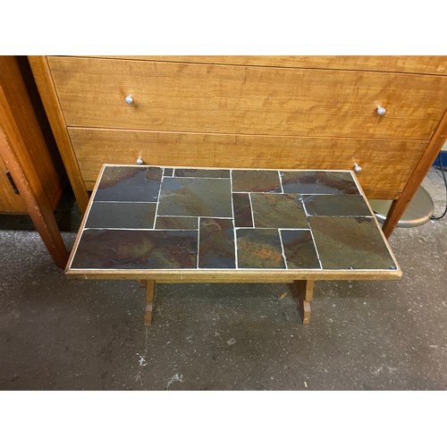 191 - 1960S TEAK TROLLEY TABLE AND SMALL OAK TILED TABLE