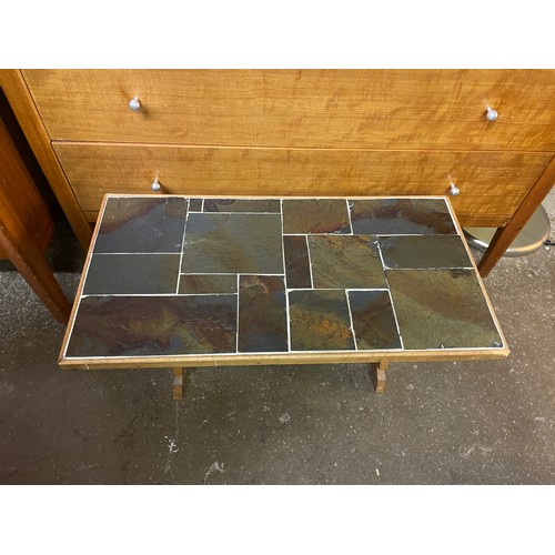 191 - 1960S TEAK TROLLEY TABLE AND SMALL OAK TILED TABLE