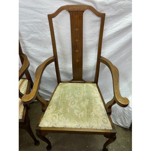 29 - PAIR OF EDWARDIAN MARQUETRY INLAID BEECH ELBOW CHAIRS