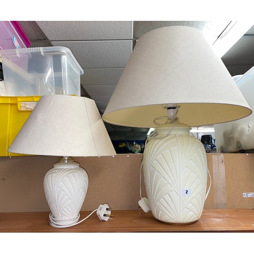 2 - PAIR OF GRADUATED OVOID  TABLE LAMPS AND SHADES