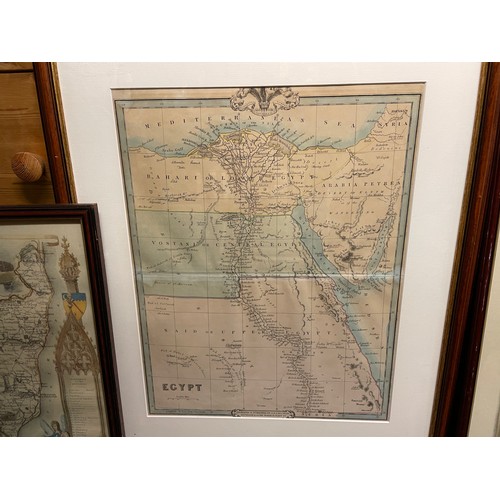 51 - ANTIQUARIAN STYLE MAP OF EGYPT AND TWO COUNTY MAPS OF NORTHUMBERLAND AND SUFFOLK