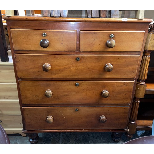 156 - VICTORIAN MAHOGANY TWO OVER THREE DRAWER CHEST