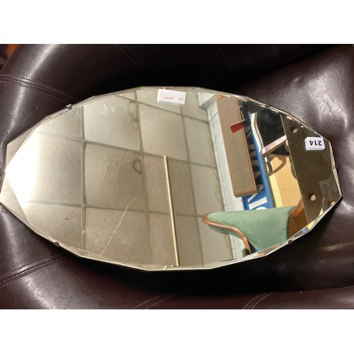 214 - FRAMELESS OVAL BEVELLED MIRROR