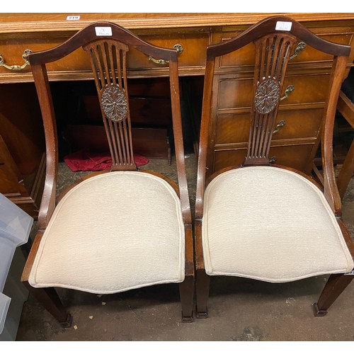 217 - PAIR OF EDWARDIAN SHAPED SPLAT BACK UPHOLSTERED CHAIRS