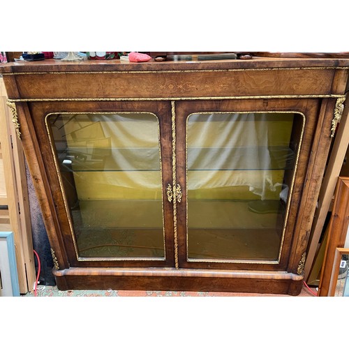 223 - VICTORIAN WALNUT MARQUETRY AND BOX LINE INLAID PIER CABINET WITH GILT METAL MOUNTS