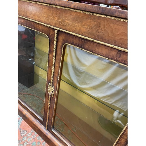 223 - VICTORIAN WALNUT MARQUETRY AND BOX LINE INLAID PIER CABINET WITH GILT METAL MOUNTS