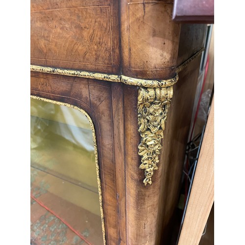 223 - VICTORIAN WALNUT MARQUETRY AND BOX LINE INLAID PIER CABINET WITH GILT METAL MOUNTS