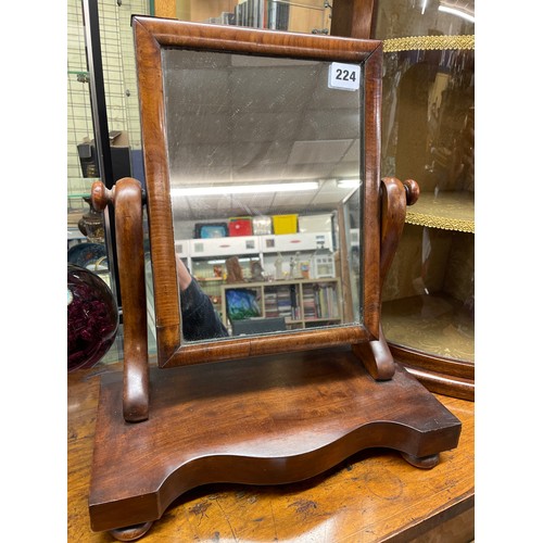 224 - SMALL MAHOGANY TOILET MIRROR