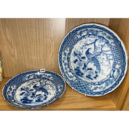 246 - ANDREA BY SADEK BLUE PEACOCK PATTERN PLATES