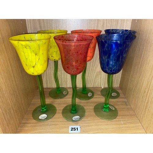 251 - SET OF SIX NOUVEAU TULIP GLASSES