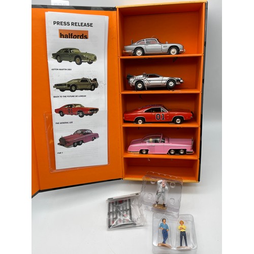 463 - BOXED HALFORDS FANTASY FORECOURT 4 VEHICLE SET INCLUDING 007 ASTON MARTIN DB5, BACK TO THE FUTURE DE... 