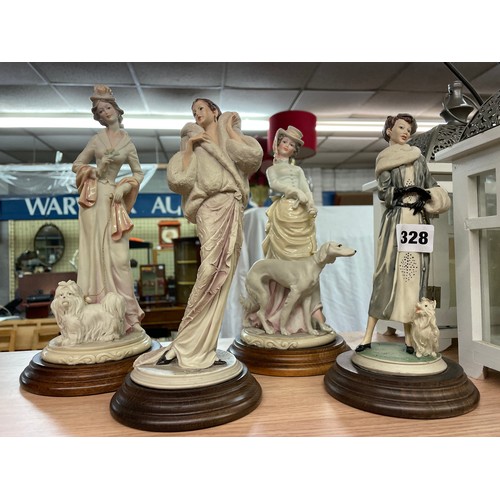 328 - FOUR ITALIAN ART DECO AND EDWARDIAN LADY FIGURE GROUPS