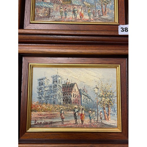 382 - 20TH CENTURY OILS ON BOARD PARISIAN STREET SCENES FRAMED