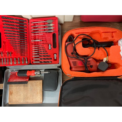 342 - BLACK AND DECKER DRILL IN NYLON BAG AND POWER DEVIL DRILL BIT AND DRIVER KIT