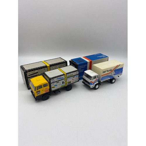 437 - TWO BOXED LION CAR RALEIGH PARIS - DAKAR 1983, AND A TRUCK AND TRAILER