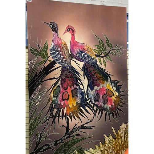 523 - BATIK PRINTED FABRIC PANEL OF EXOTIC BIRDS