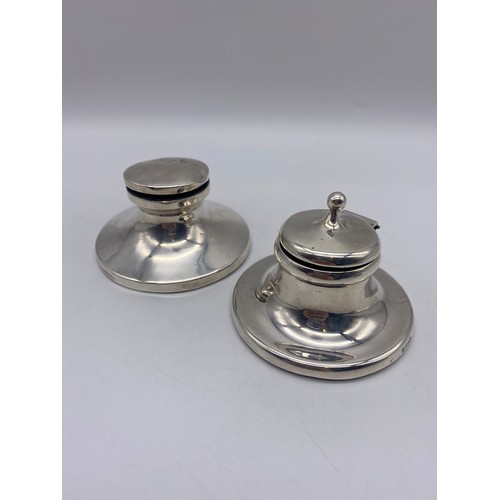 450 - BIRMINGHAM SILVER CAPSTAN INKWELL AND ONE OTHER