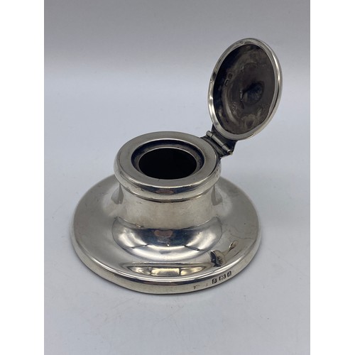 450 - BIRMINGHAM SILVER CAPSTAN INKWELL AND ONE OTHER