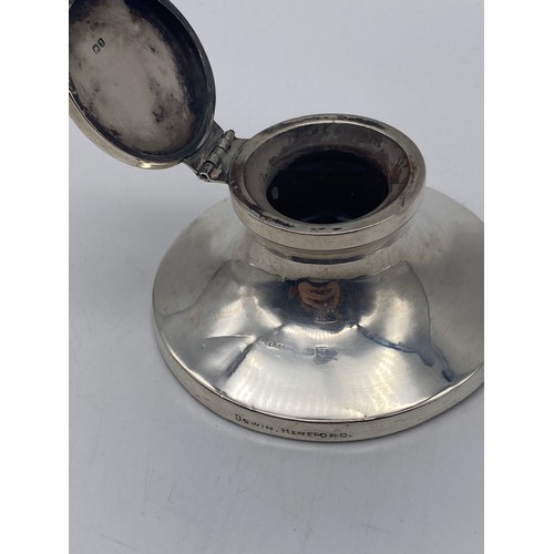 450 - BIRMINGHAM SILVER CAPSTAN INKWELL AND ONE OTHER