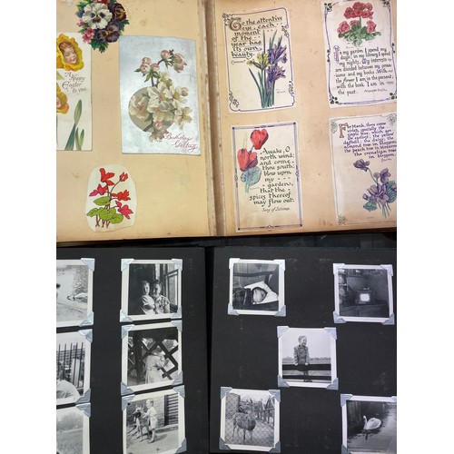 493 - EDWARDIAN ERA PHOTOGRAPH ALBUMS (EMPTY) THREE PHOTOGRAPH ALBUMS, AND AN ALBUM OF PICTURE POSTCARDS M... 