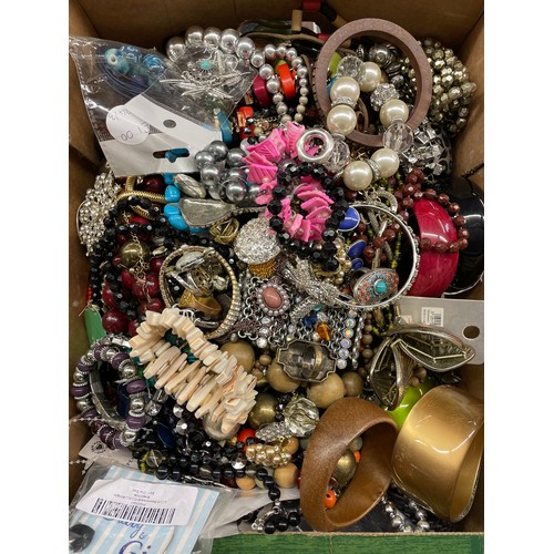 521 - SELECTION OF COSTUME JEWELLERY MAINLY BEADED NECKLACES AND BANGLES