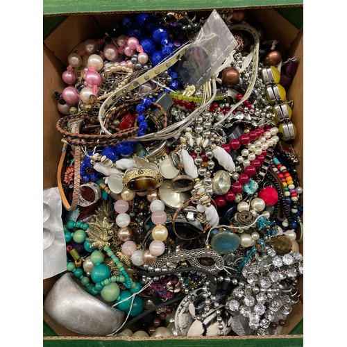 520 - SELECTION OF COSTUME JEWELLERY MAINLY BEADED NECKLACES AND BANGLES