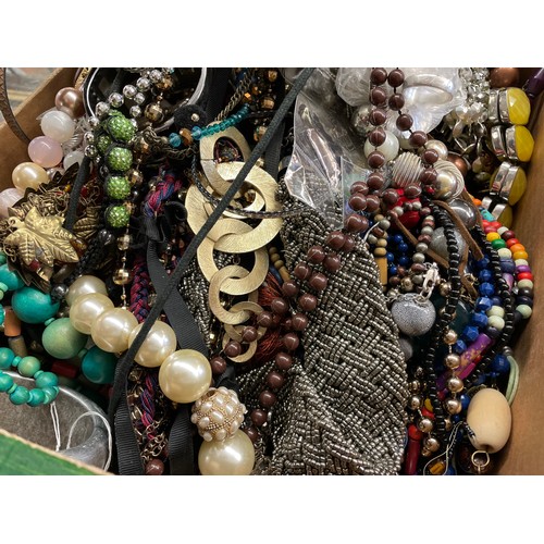 520 - SELECTION OF COSTUME JEWELLERY MAINLY BEADED NECKLACES AND BANGLES